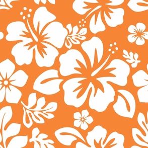 ORANGE AND WHITE HAWAIIAN FLOWERS - MEDIUM SIZE