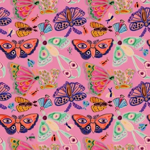 Marker coloring of Moths in pink