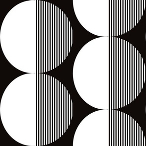 Bauhaus Striped Circles - Black & White