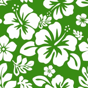 White Hawaiian Flowers on Fresh Green -Medium Size