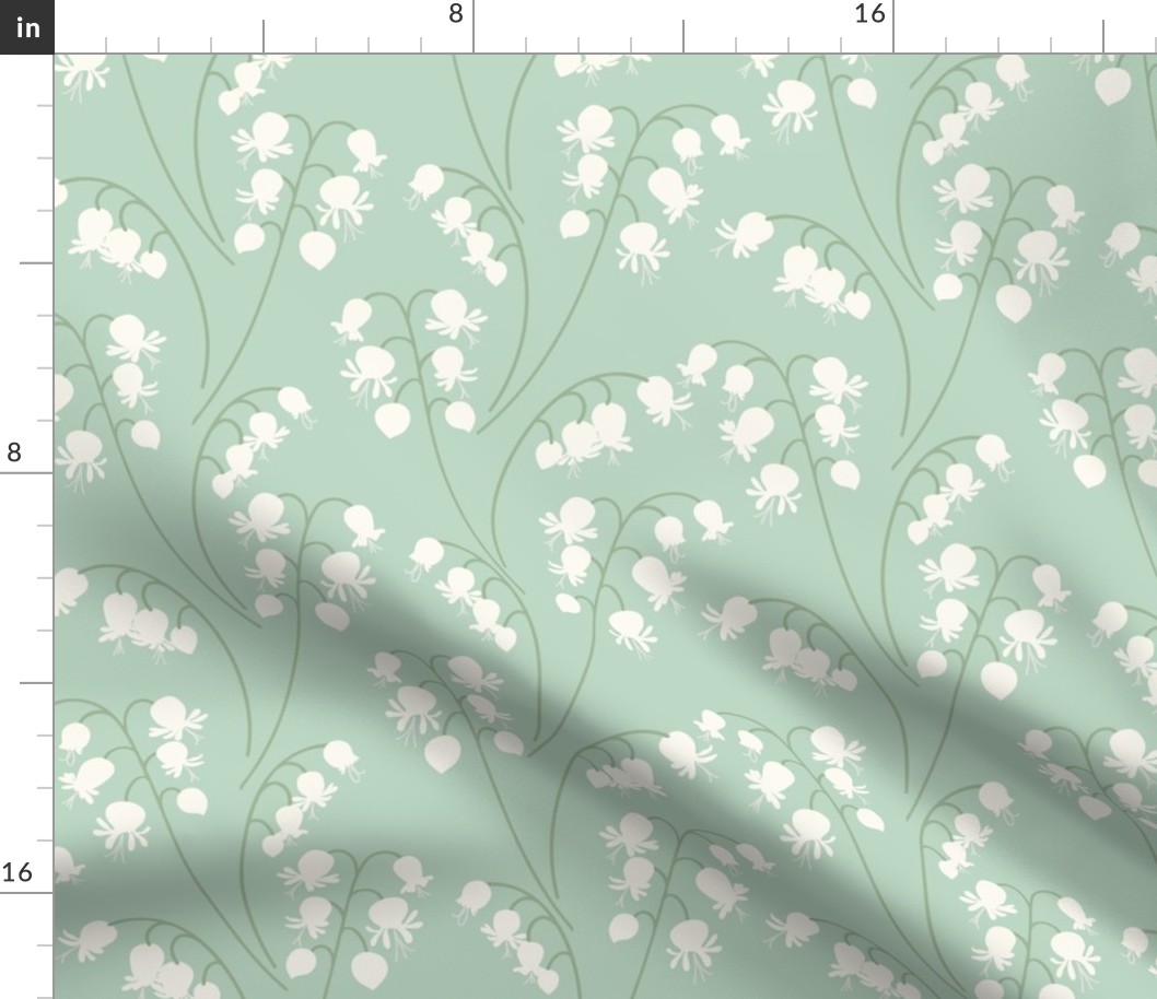 Lily of the Valley large 12 wallpaper scale in celadon sage green by Pippa Shaw