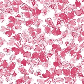  Happy daisy multi-directional expressive  watercolour floral - mono pink