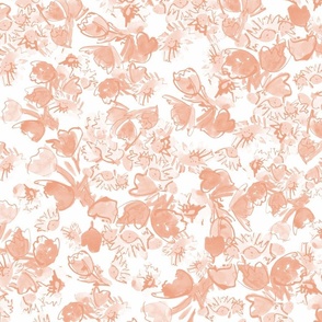 Happy daisy multi-directional expressive  watercolour floral - mono peach