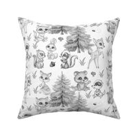 Woodland Forest Animals Baby Nursery Gray 