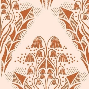 Block Print Small Dainty Wildflowers - Terracotta on Cream