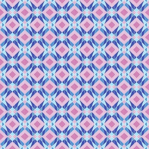 Modern Mosaic  abstract squares // mini scale 0022 A // Colorful geometric symmetrical squares triangles rhombuses blue ultramarine pink multicolored harmony