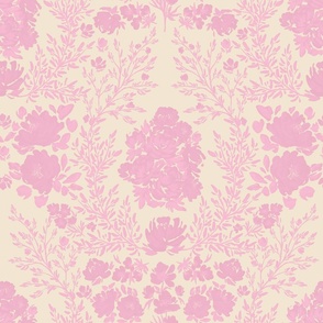 Jumbo - Fiona's Garden Watercolour Florals Silhouette - Pink Cream