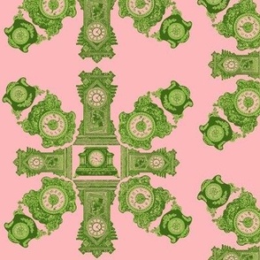 CLOCK DAMASK - IT'S TIME COLLECTION (GREEN)