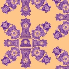 CLOCK DAMASK - IT'S TIME COLLECTION (PURPLE)