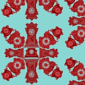 CLOCK DAMASK - IT'S TIME COLLECTION (RED)