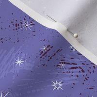 Retro design “stars and snowflakes” in lilac, burgundy and light blue