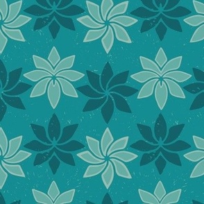  Flowers in sequence, in teal greens “The Orchids”