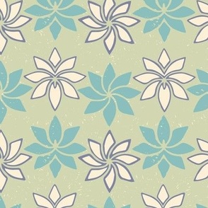 floral fauna “The Orchids” in dusty greens and sage greens