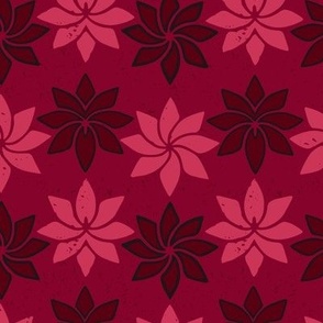 Vintage style, textural reflective flower design “The Orchids” in dark reds and reds