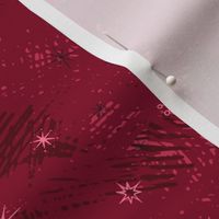 Hand drawn snowflake pattern in reds and dark reds “stars and snowflakes”