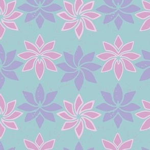  Flowers in sequence, in pastel green, lilac anf pinks “The Orchids”