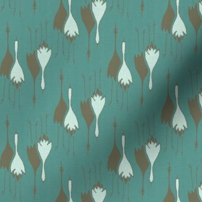 Cranes- teal/brown, light blue