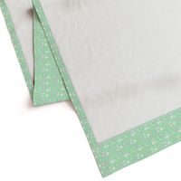 1:6 scale green with white flowers Dollhouse fabric, wallpaper, or miniature projects and decor.
