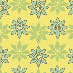  Tropical floral “The Orchids” in yellows, lime greens and greys
