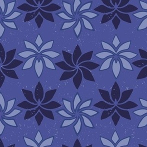  Flowers in sequence, in dark blues and light blues “The Orchids”