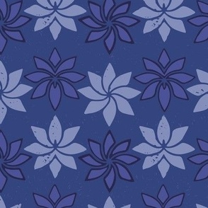 Tranquil flowers pattern in blues and dusty blues “The Orchids” 