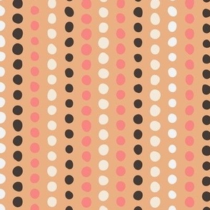 414 - Small scale stripes of organic wonky irregular polka dots in linear formation for kids apparel, children bed linen, nursery accessories and wallpaper