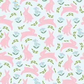 Small-scale Spring Bunnies - Blue/Cream
