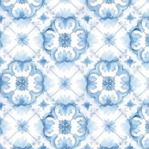 Floral Ceramic Tile in Blue