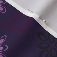  Vintage style, textural simplistic design “Diamond Ellipse” in dark purples, pinks and lilacs