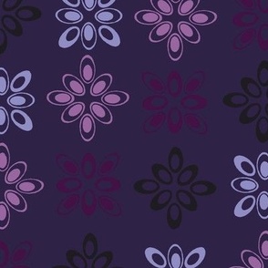  Vintage style, textural simplistic design “Diamond Ellipse” in dark purples, pinks and lilacs