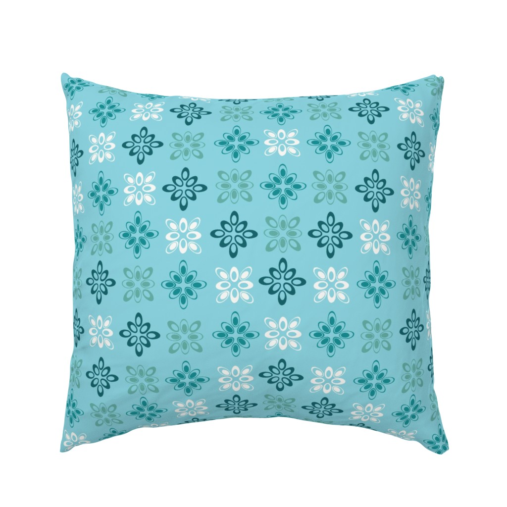 Retro flower design “Diamond Ellipse” in light turquoise and greens