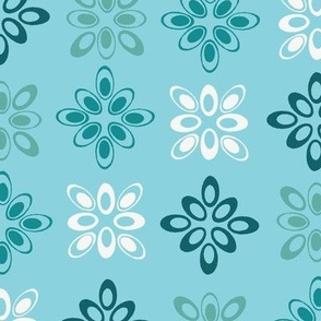  Retro flower design “Diamond Ellipse” in light turquoise and greens