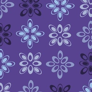  Ellipse petalled flowers, in purples, lilacs and light blue “Diamond Ellipse”