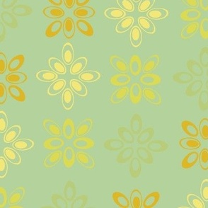 Summer-coloured simple flowers “Diamond Ellipse” in light green, limes, yellow and fawns