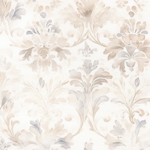Faded Taupe Floral Damask