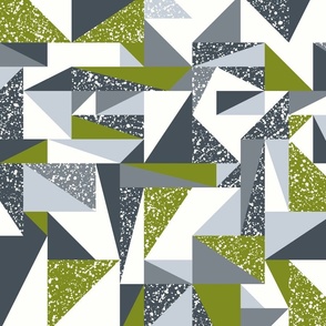 Abstract Geometric Grey Off White and Green  Wallpaper