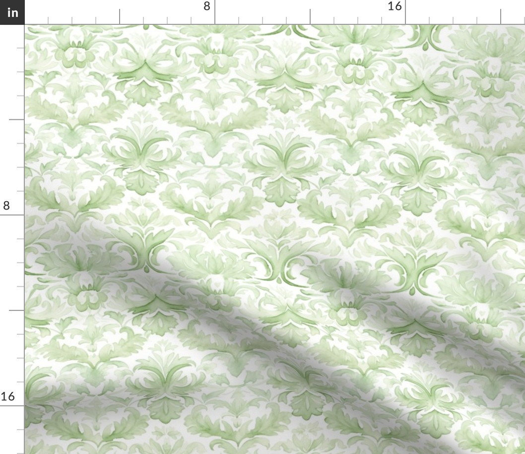 Faded Green Damask