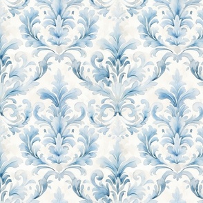 Faded Navy Blue Imperial Damask