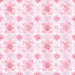 Floral Ceramic Tile in Pink