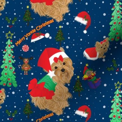 Yorkie Christmas Fabric