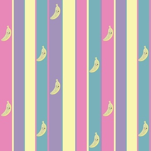 Vertical Striped Kawaii banana stripes
