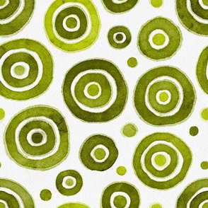 Watercolour Circles - Olive Green
