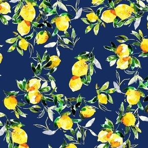 Lemons in navy blue 1.5k Medium Size