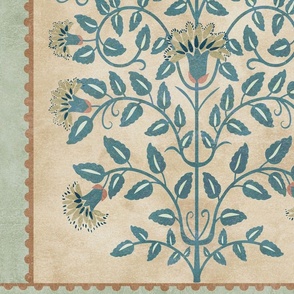 24inch x 72inch wall panel Jaipur Garden, Subdued Blue Green