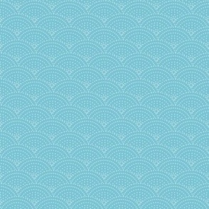 Japonica: Dotted Seigaiha Wave in Cool Aqua Blue