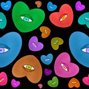 Colorful Hearts with eyeball multicolor valentine
