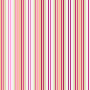 Hot Pink, Peach and Linen Stripes on Light Back