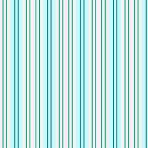 Sky Blue, Pastel Pink, Ivory and Green Stripes