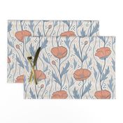 Painted Poppies, coral and cornflower, large