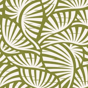 Hawaiian Nature - Exotic Leaves on Olive Green / Large